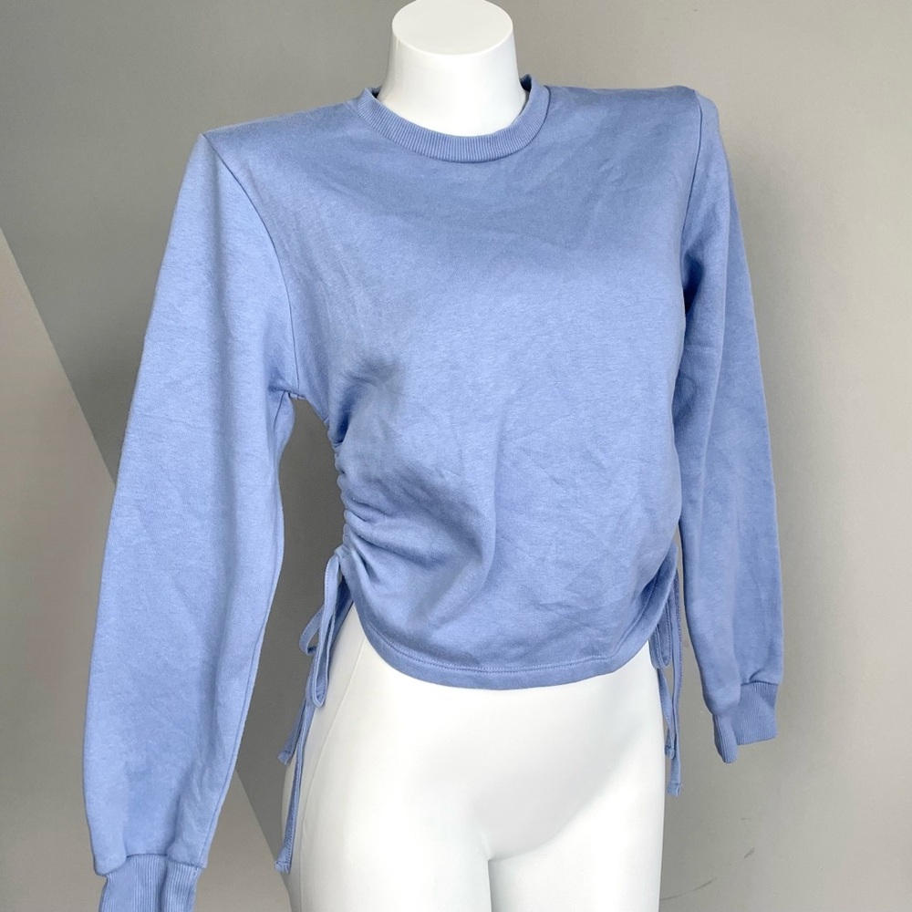 Y2K Blue Drawstring Ruched Sweatshirt - Picture 2 of 4